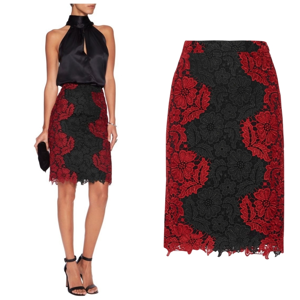 NWOT Alice + Olivia Farrel Guipure Lace Skirt